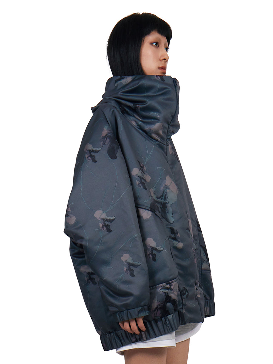 Balmung - Graphic high neck big hoodie Dark Grey
